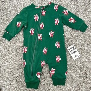 Miles the Label Santa Holiday Zip Romper - 3M - Christmas Outfit